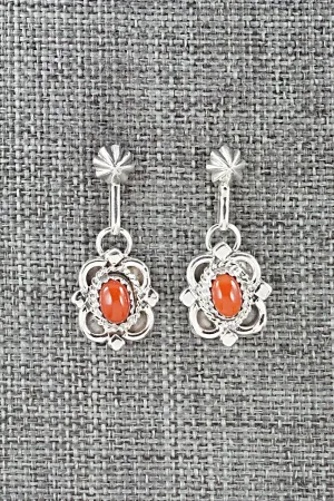 Coral & Sterling Silver Earrings - Sharon McCarthy