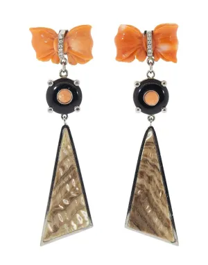 Coral Bow Earrings