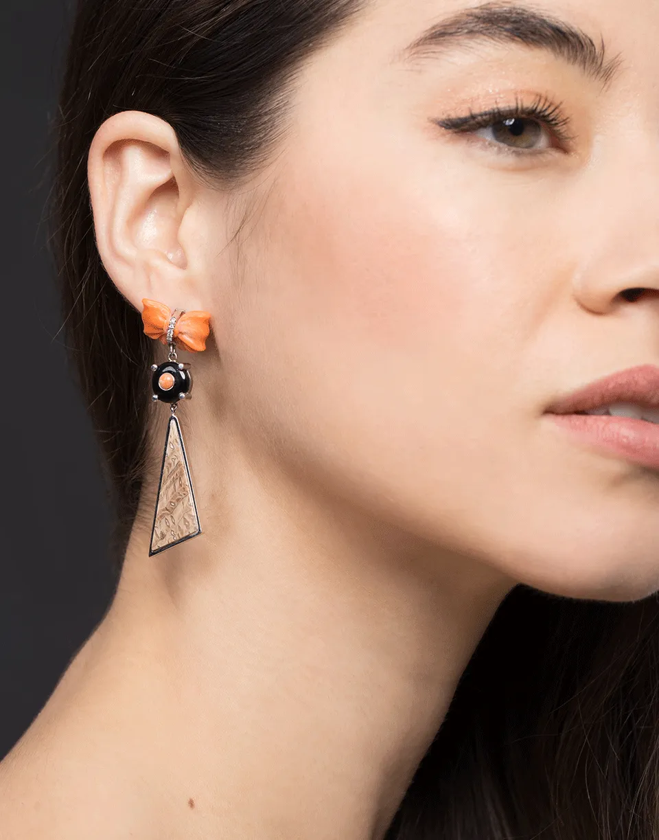 Coral Bow Earrings