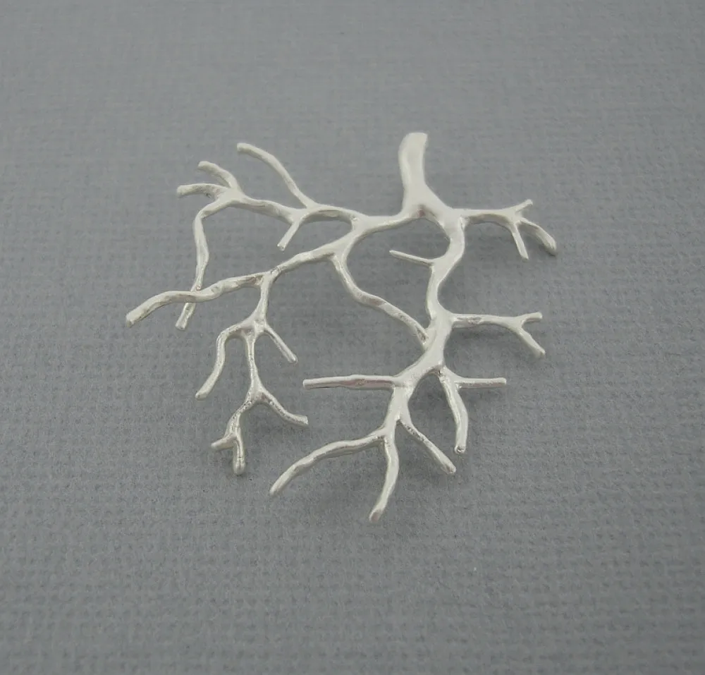 Coral Branch Pendant Brass Tree Leaf Jewelry Making 2 pcs.