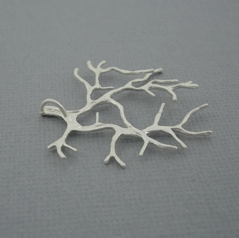 Coral Branch Pendant Brass Tree Leaf Jewelry Making 2 pcs.