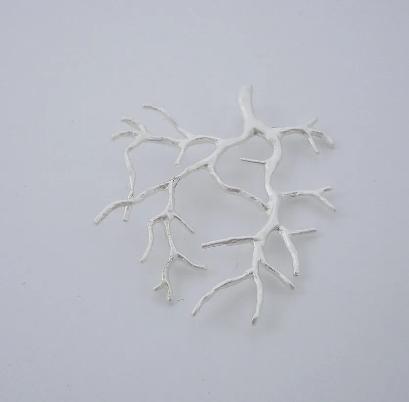 Coral Branch Pendant Brass Tree Leaf Jewelry Making 2 pcs.