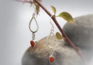 Coral Drop Sterling Silver Earrings