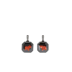 Coral Elephant And Moissanite Earrings