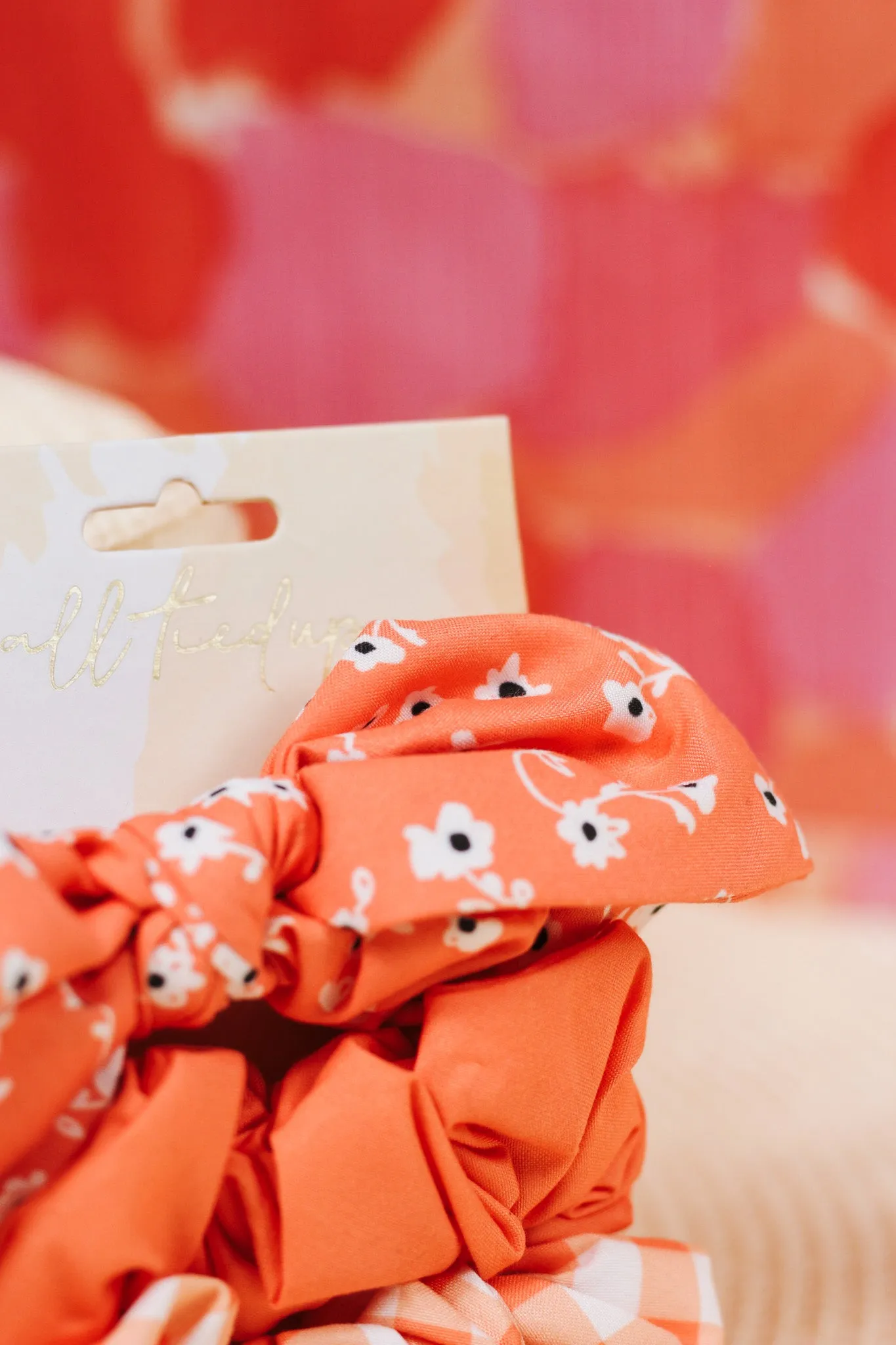 Coral Patterned Scrunchie Set
