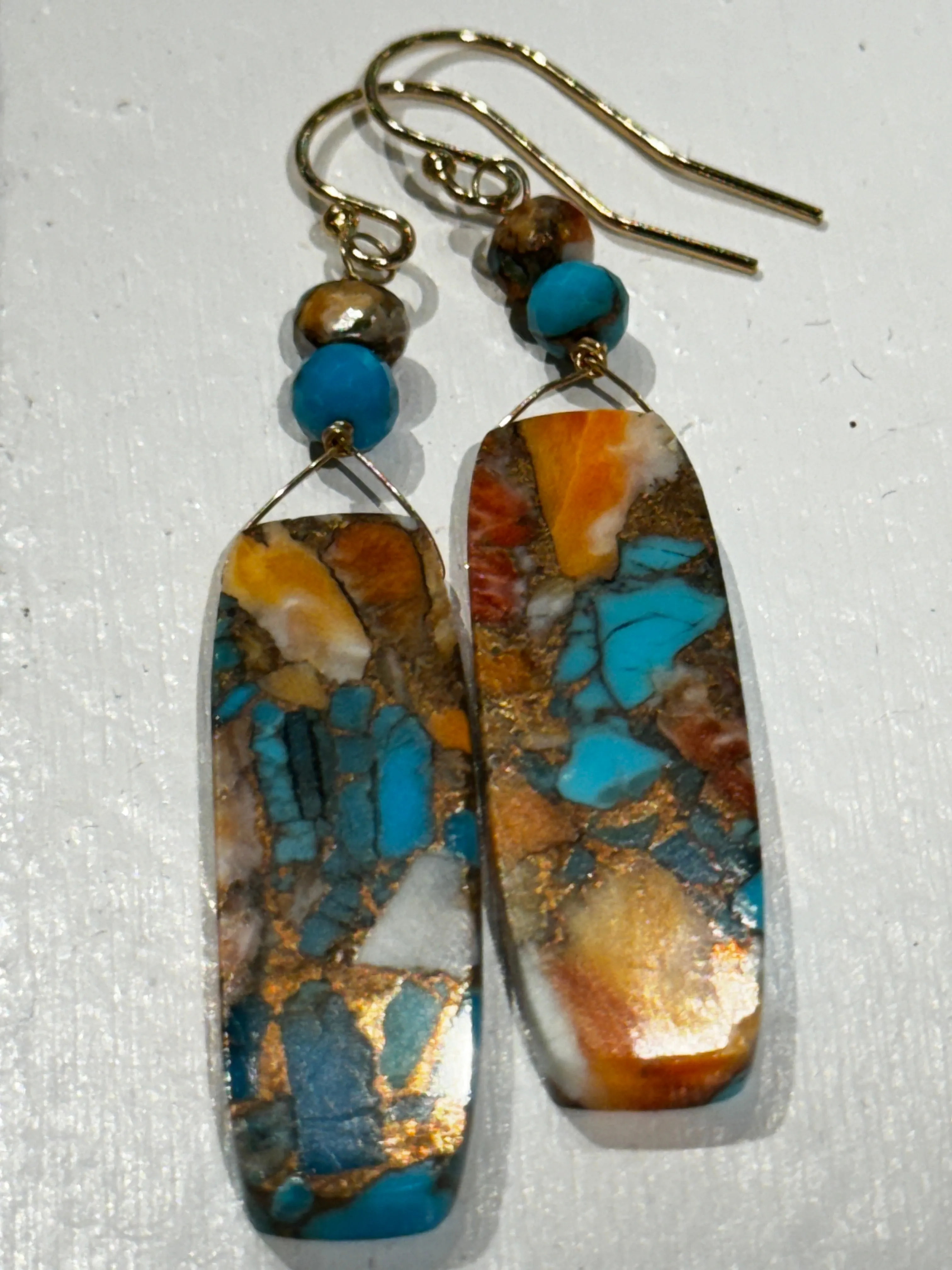 Coral, Pearl & Turquoise Earrings