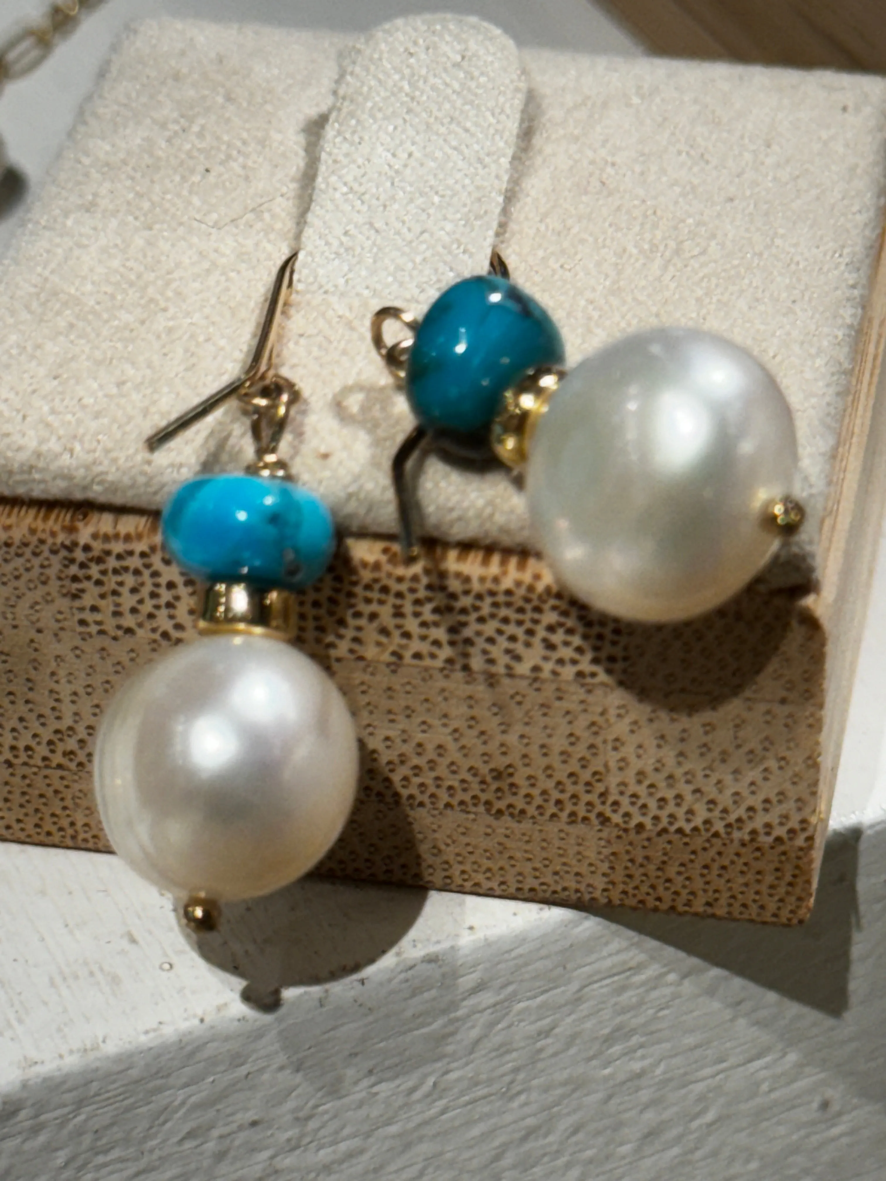 Coral, Pearl & Turquoise Earrings