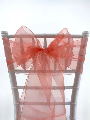 Coral Sparkle Organza Sashes
