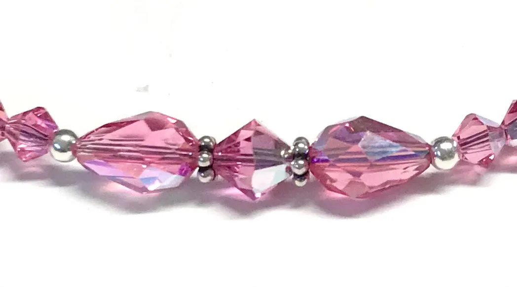 Crystal Bracelet - Rose AB - Sterling Silver