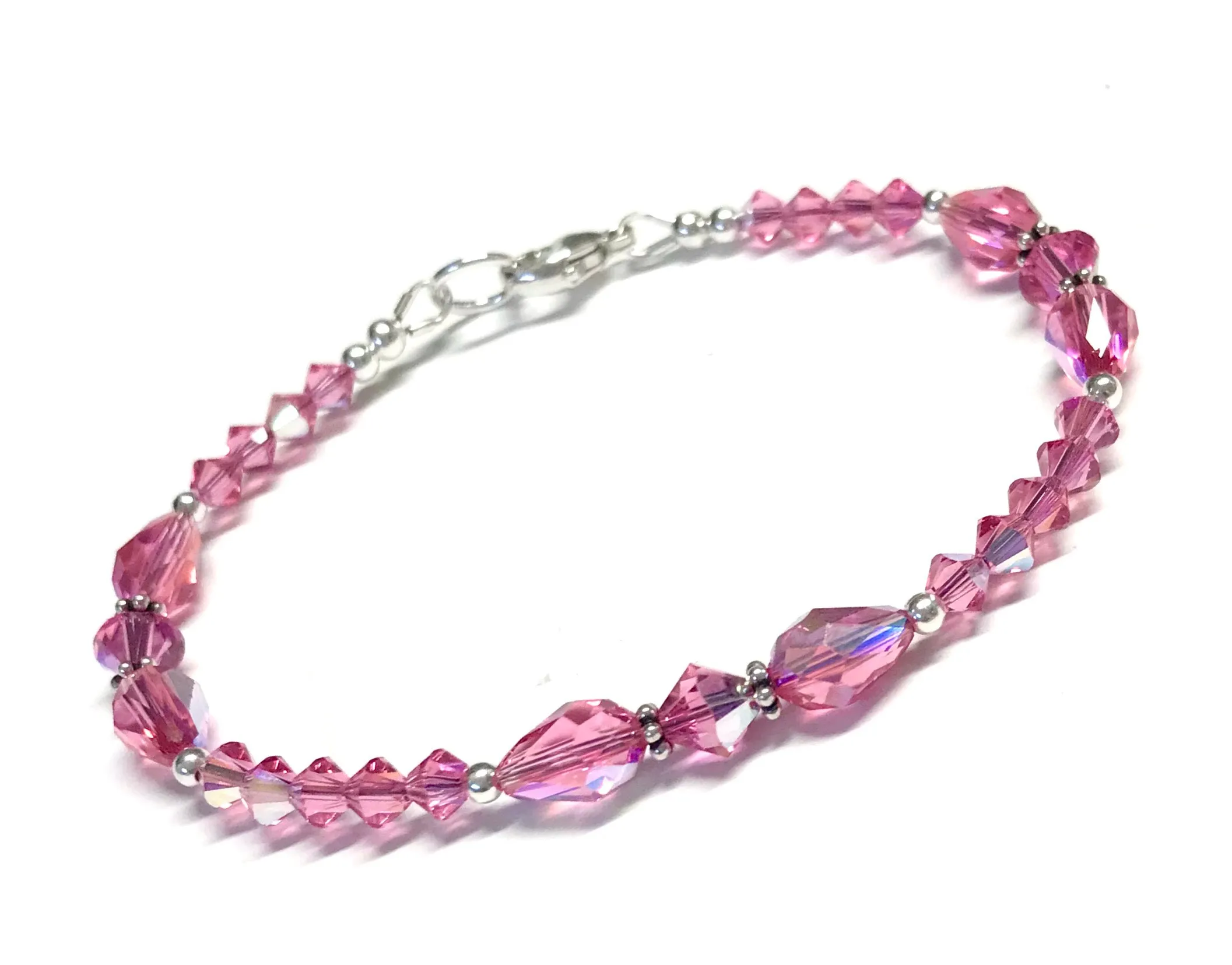 Crystal Bracelet - Rose AB - Sterling Silver