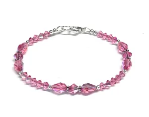 Crystal Bracelet - Rose AB - Sterling Silver