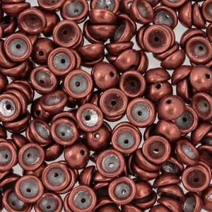 Czech Glass, Domed Teacup Beads 4x2mm, Saturated Metallic Valiant Poppy (2.5" Tube)