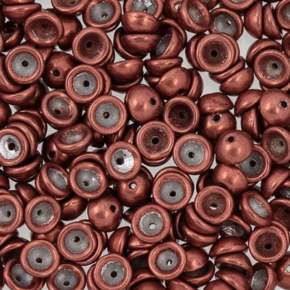 Czech Glass, Domed Teacup Beads 4x2mm, Saturated Metallic Valiant Poppy (2.5" Tube)