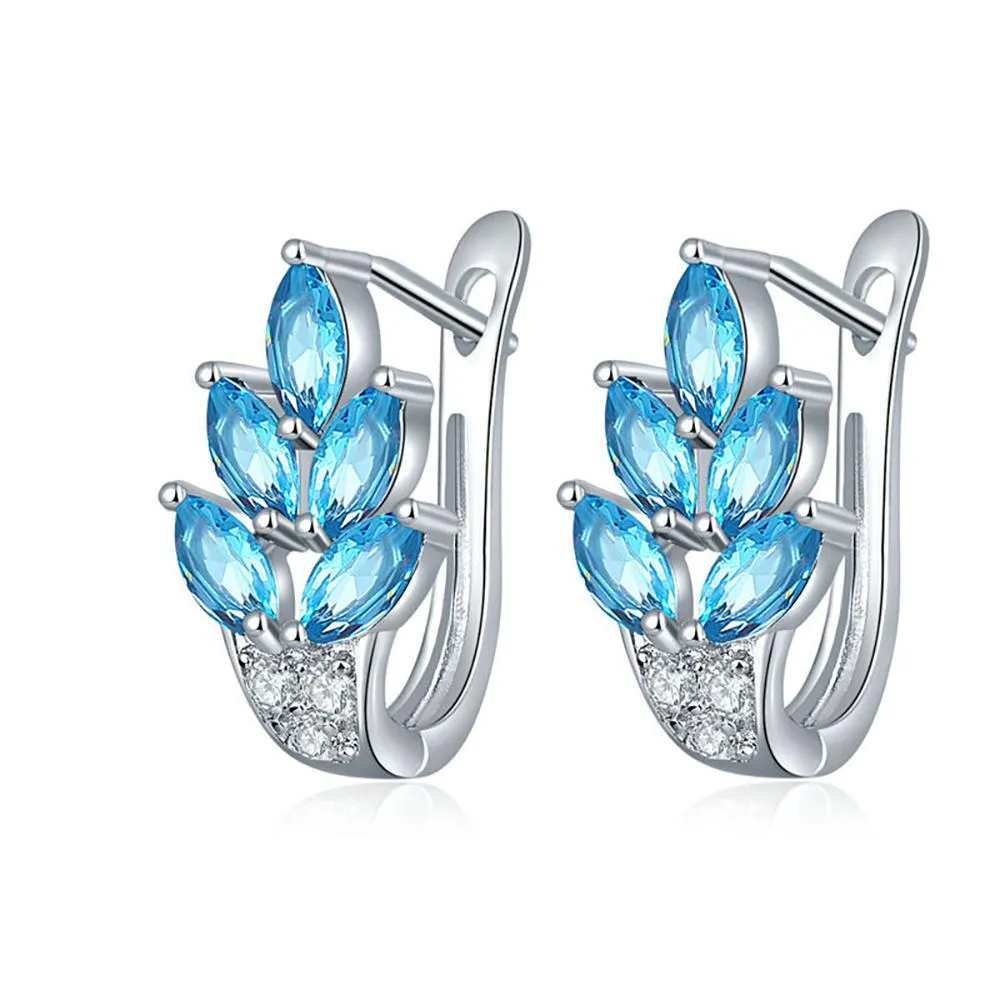Dazzling Cubic Zircon Leaf Hoop Earrings