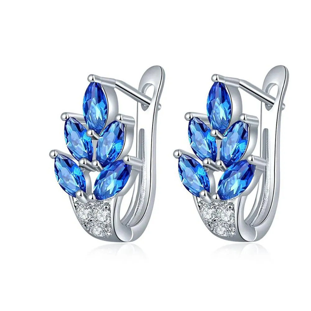 Dazzling Cubic Zircon Leaf Hoop Earrings