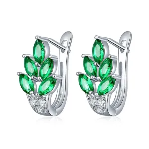 Dazzling Cubic Zircon Leaf Hoop Earrings