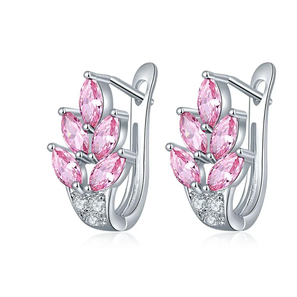 Dazzling Cubic Zircon Leaf Hoop Earrings