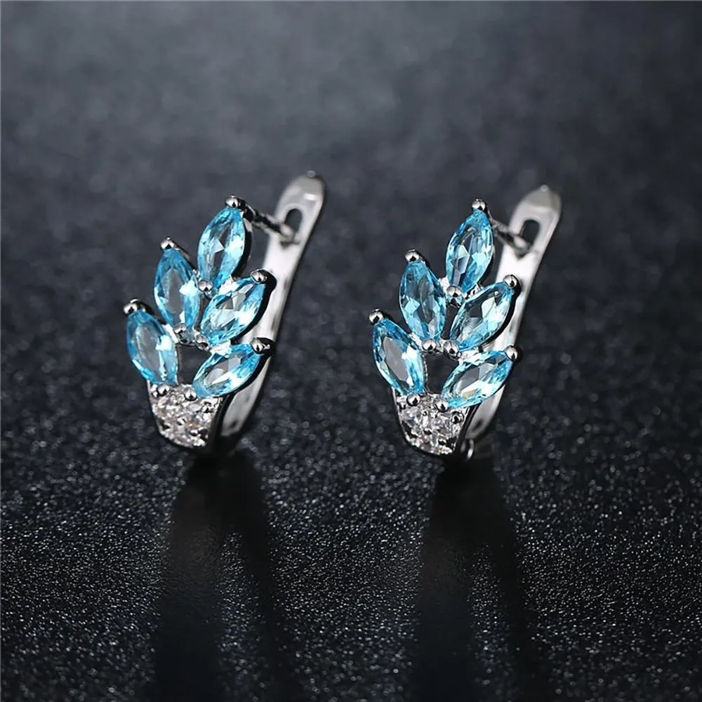 Dazzling Cubic Zircon Leaf Hoop Earrings