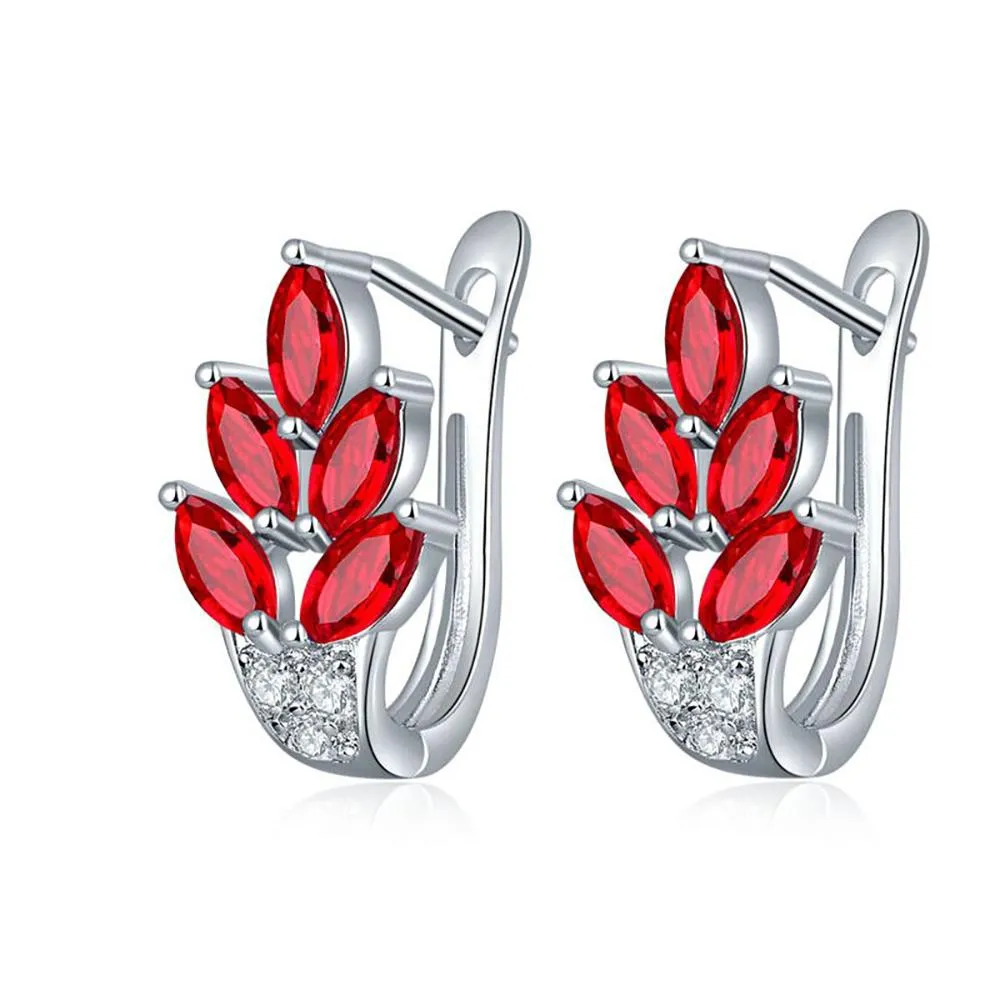Dazzling Cubic Zircon Leaf Hoop Earrings