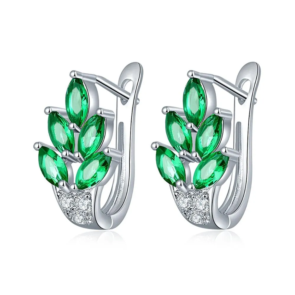 Dazzling Cubic Zircon Leaf Hoop Earrings