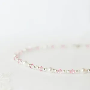 Delightful Crystal and Pearl Bracelet in Silver