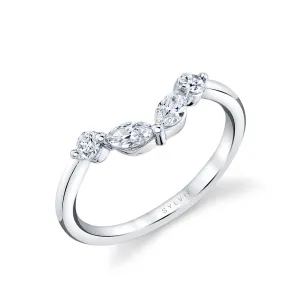 Diamond Curved Wedding Band - Alina Platinum White