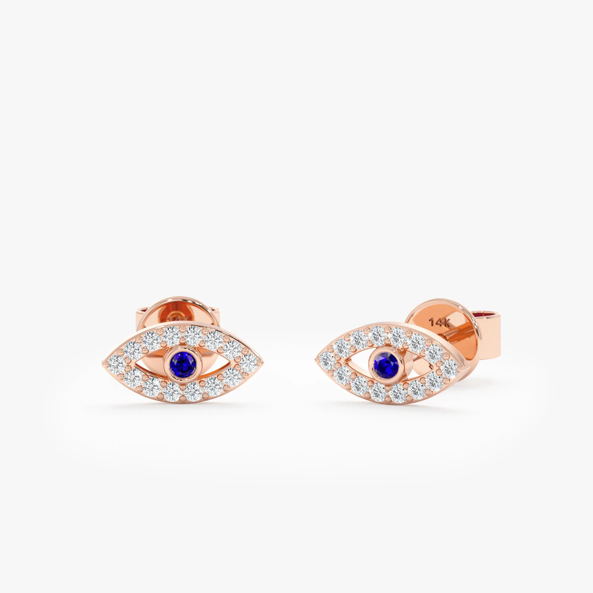 Diamond Sapphire Evil Eye Studs, Zoey