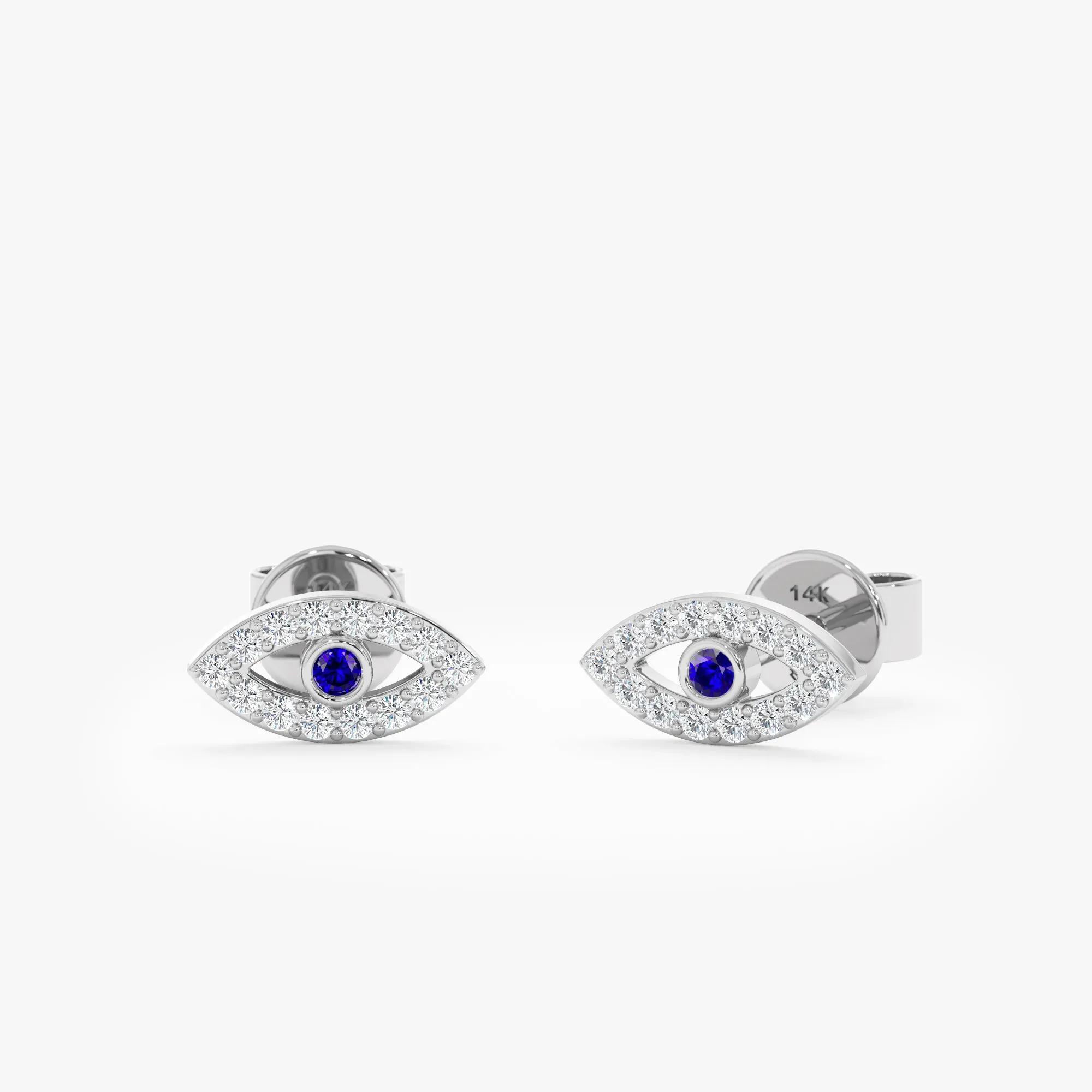 Diamond Sapphire Evil Eye Studs, Zoey