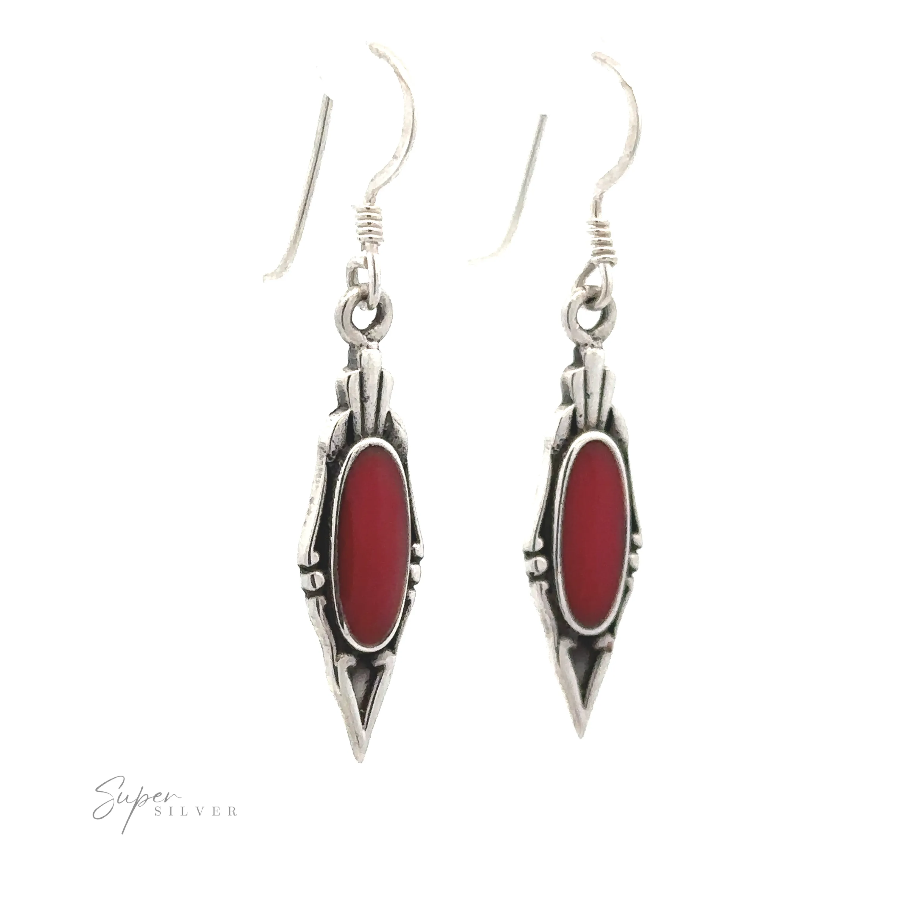 Elegant Inlaid Earrings with Oval Stone