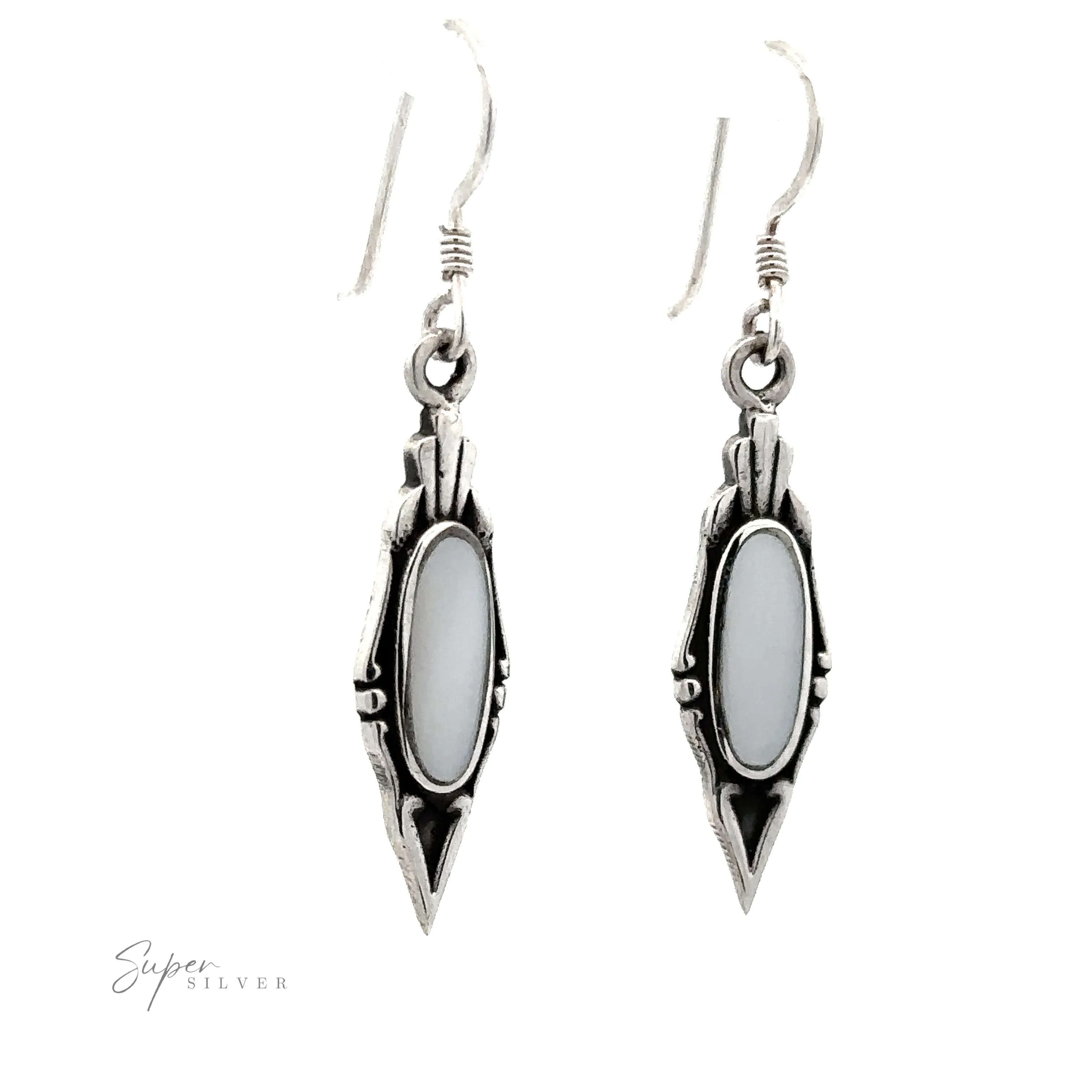 Elegant Inlaid Earrings with Oval Stone