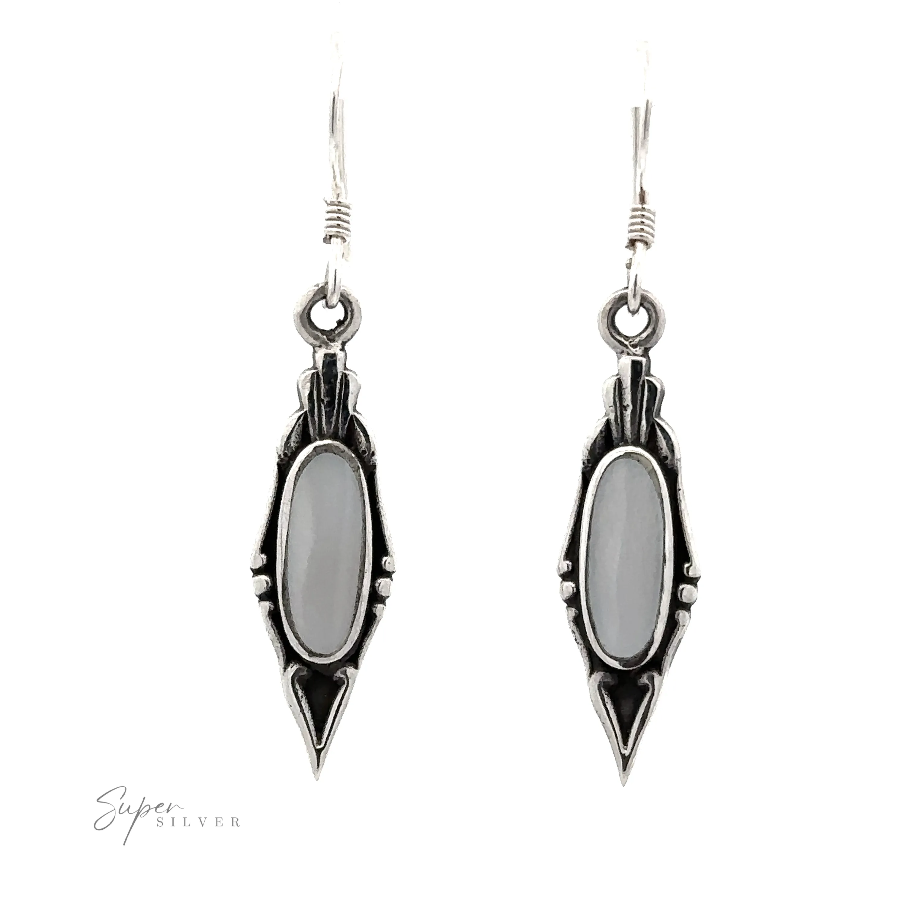 Elegant Inlaid Earrings with Oval Stone