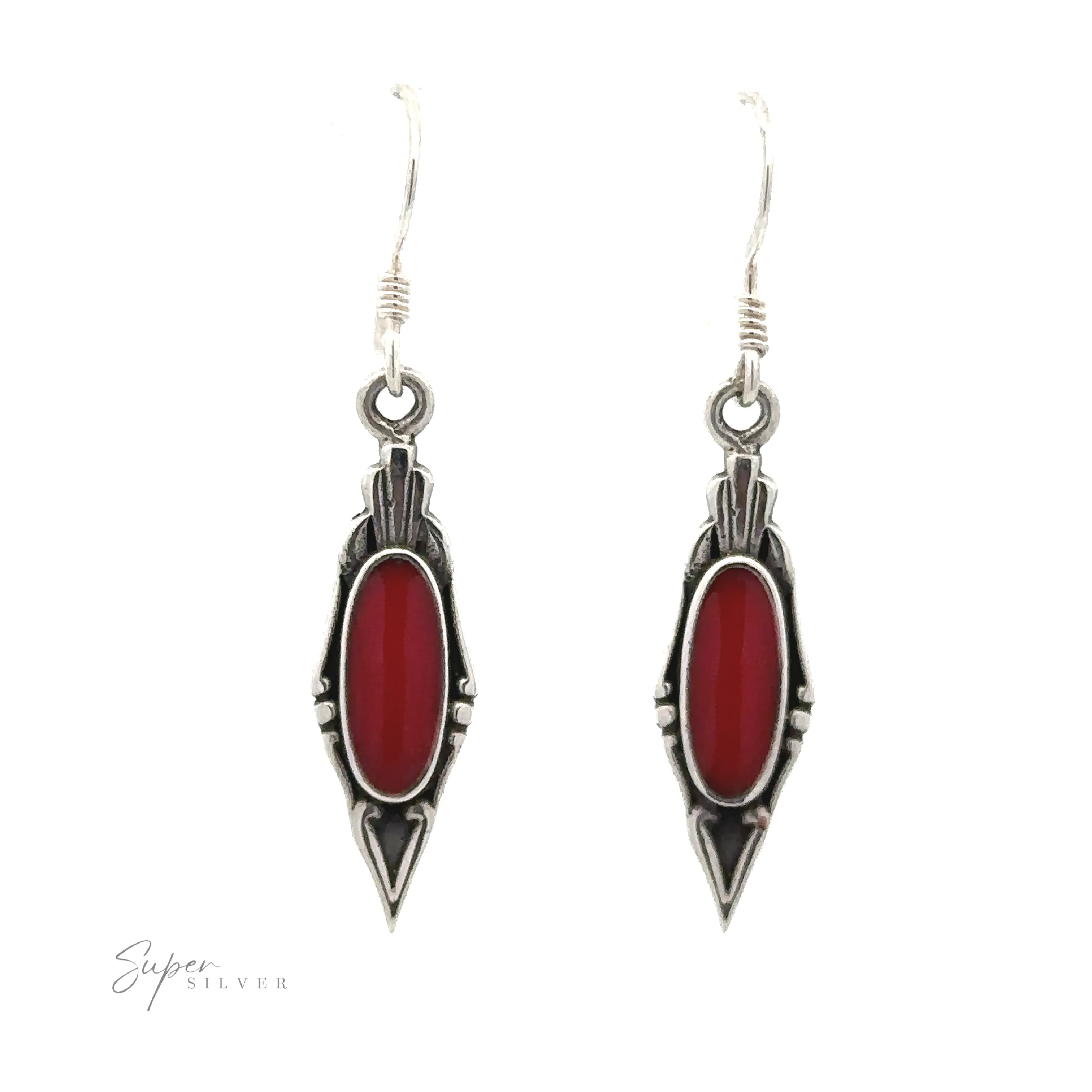 Elegant Inlaid Earrings with Oval Stone