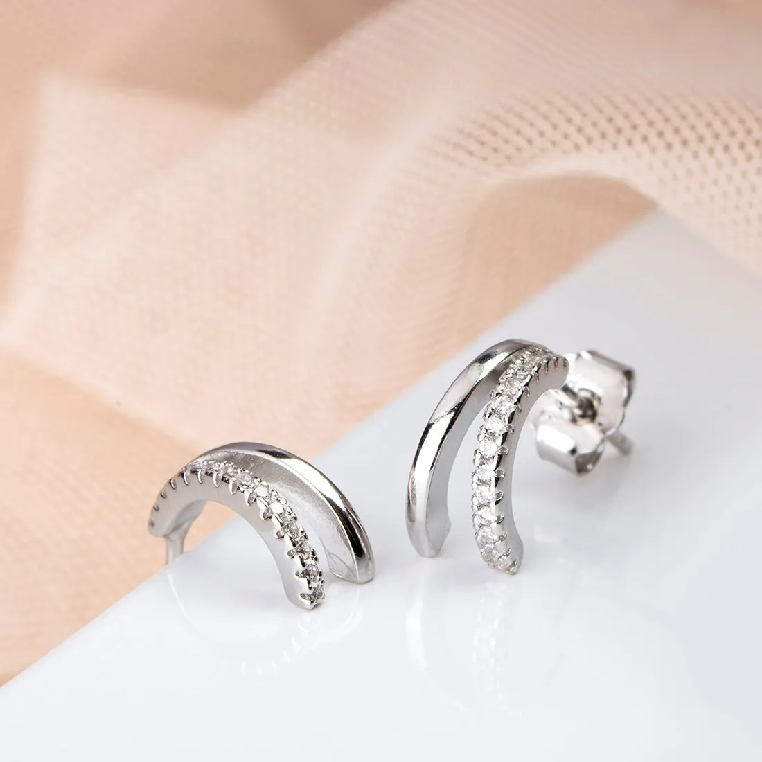 Elegant Rhodium CZ Elegance 925 Sterling Silver Earrings