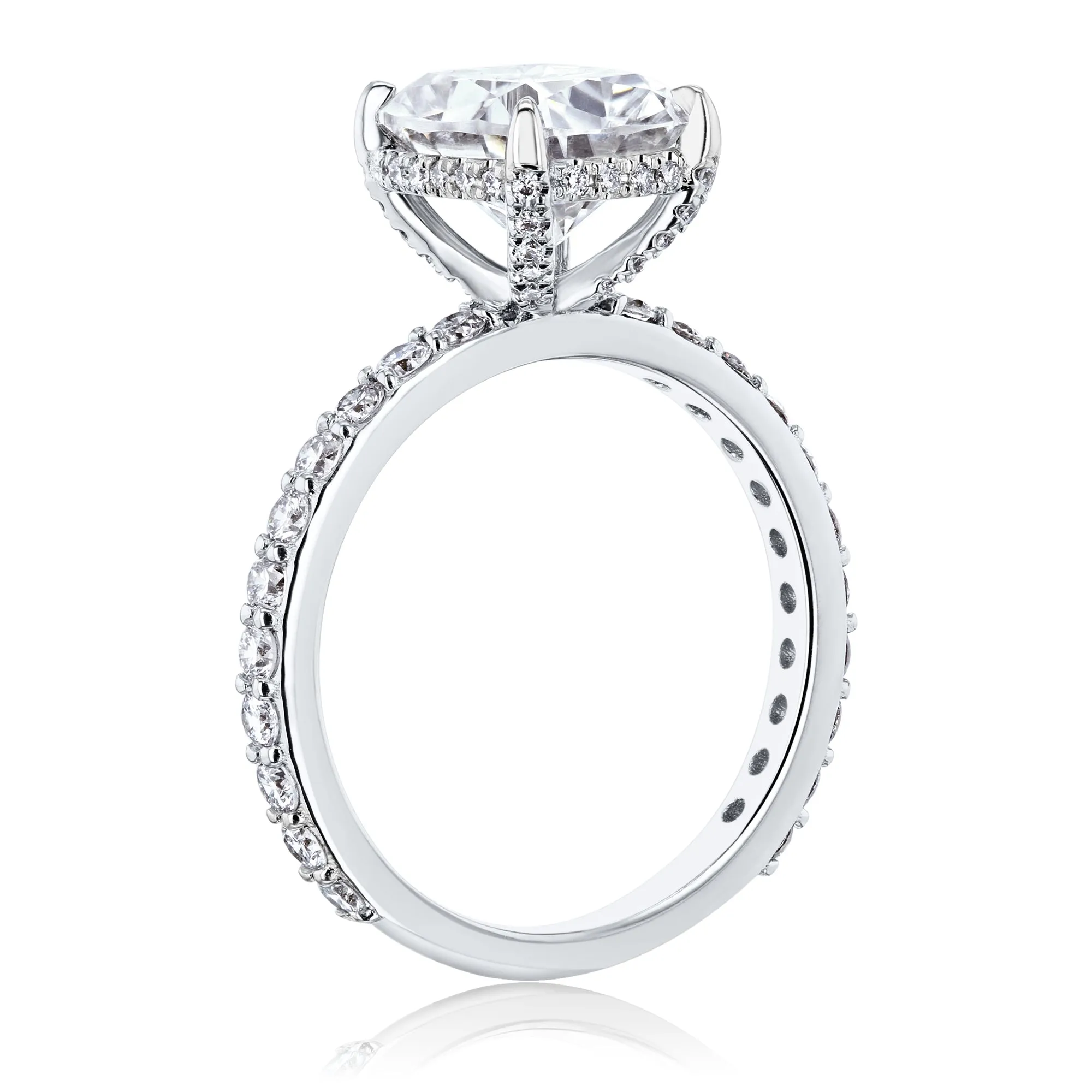 Elongated Cushion Hidden Halo Engagement Ring