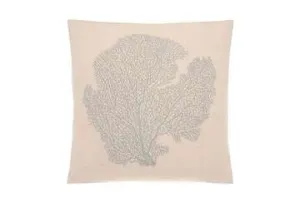 Embroidered Coral Cushion Smoke Blue