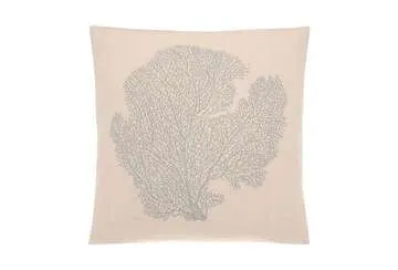 Embroidered Coral Cushion Smoke Blue