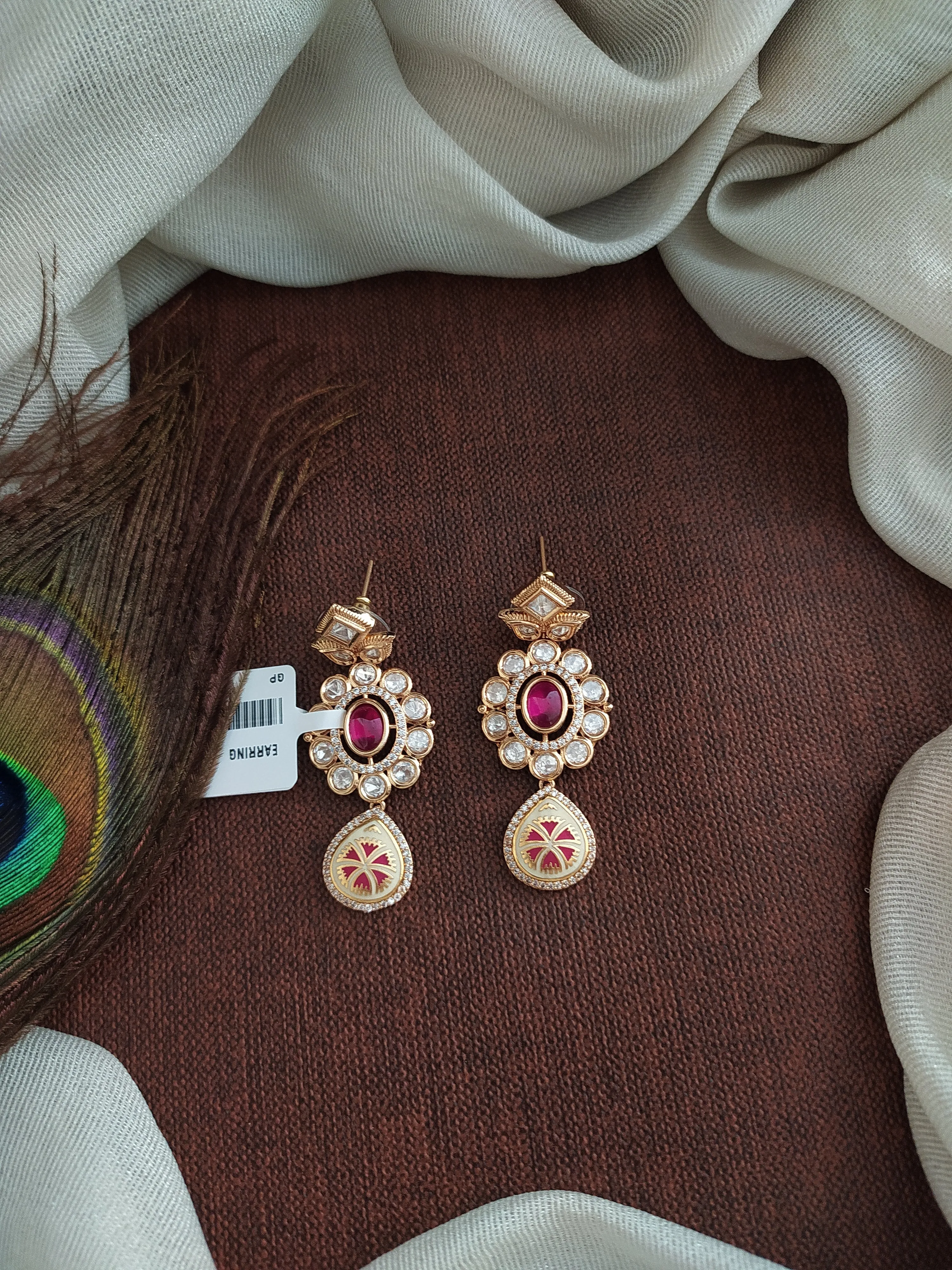 Enchanting Elegance Gold Plated Meenakari Kundan Earrings