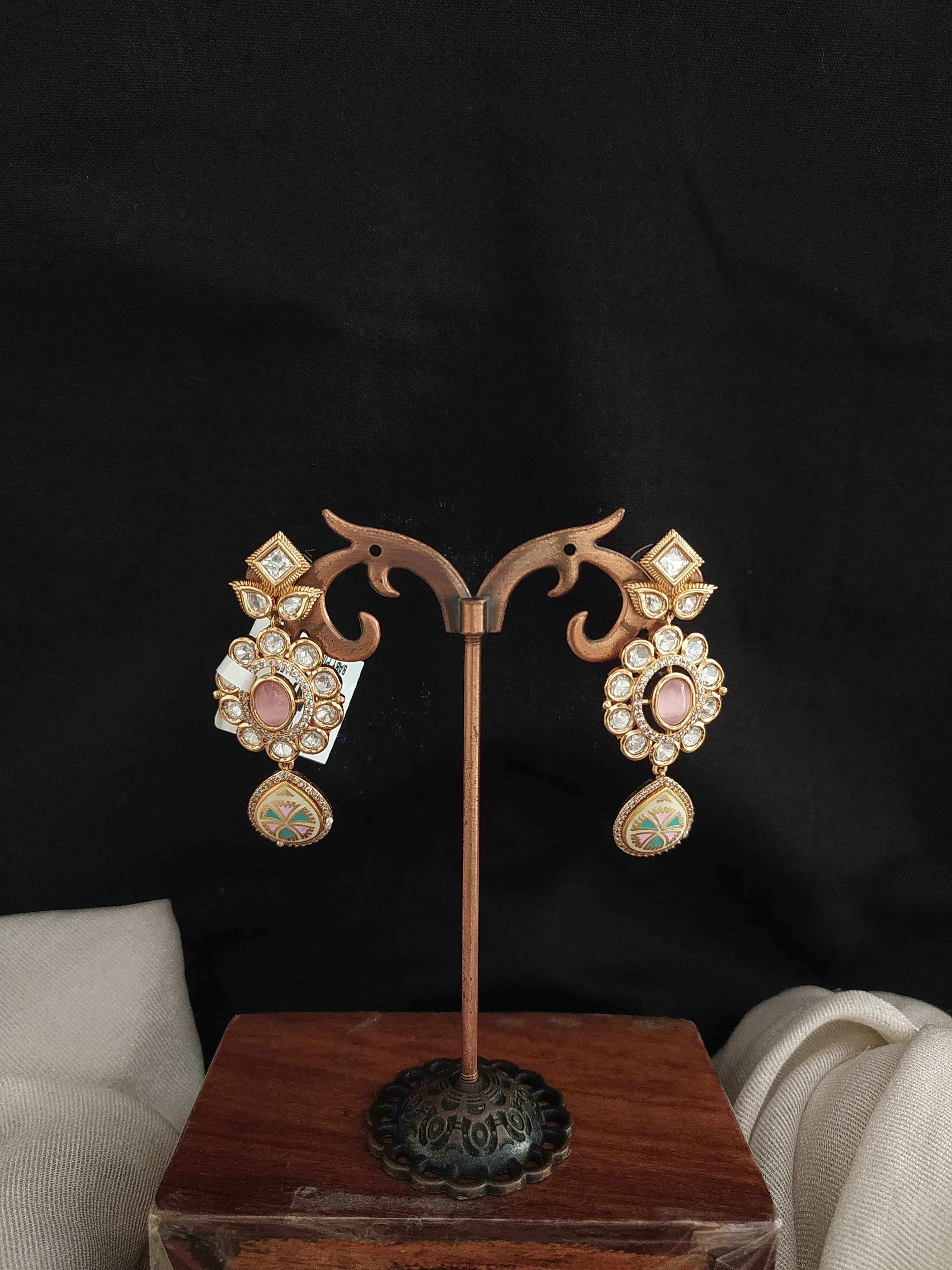 Enchanting Elegance Gold Plated Meenakari Kundan Earrings