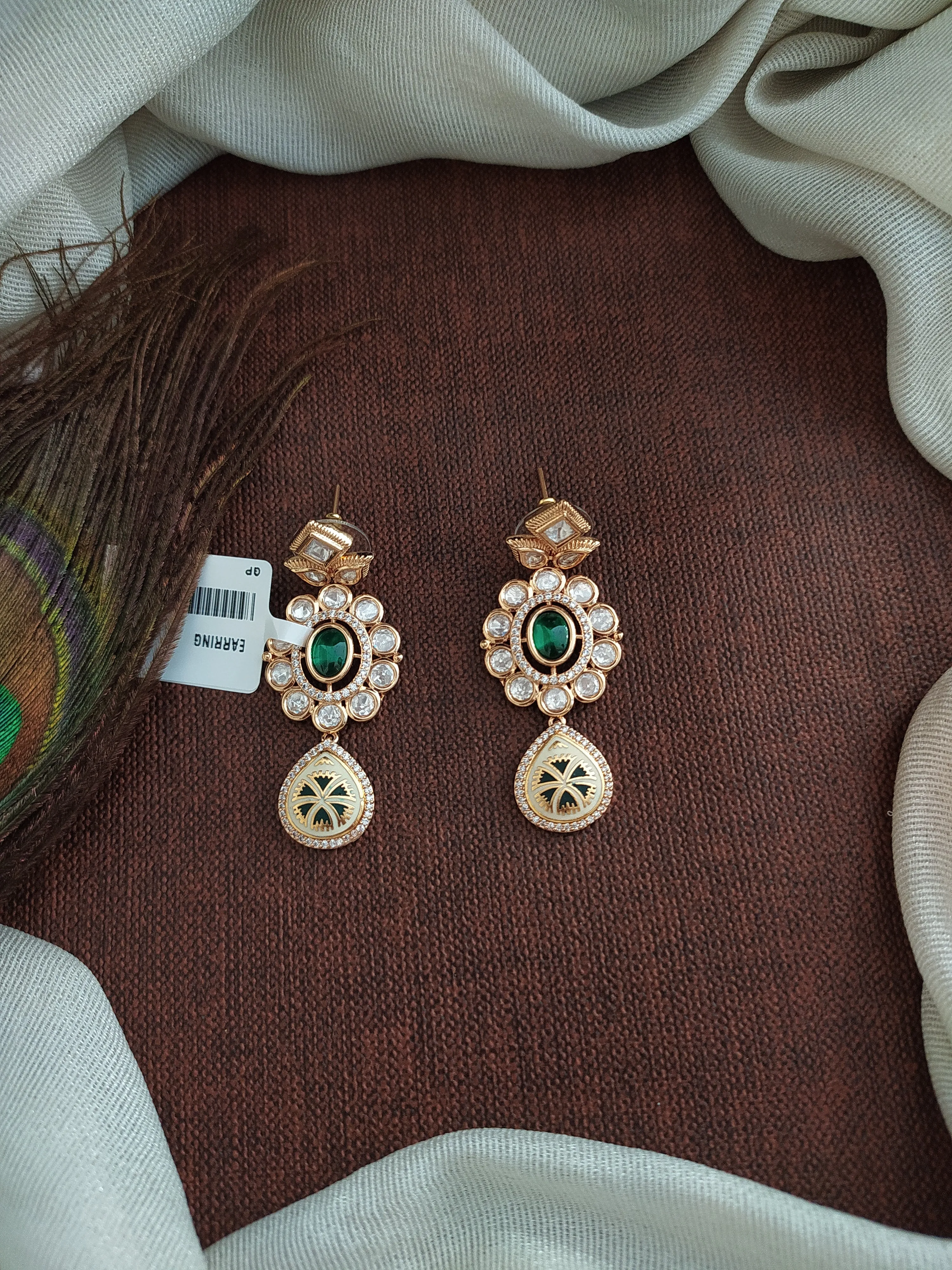 Enchanting Elegance Gold Plated Meenakari Kundan Earrings