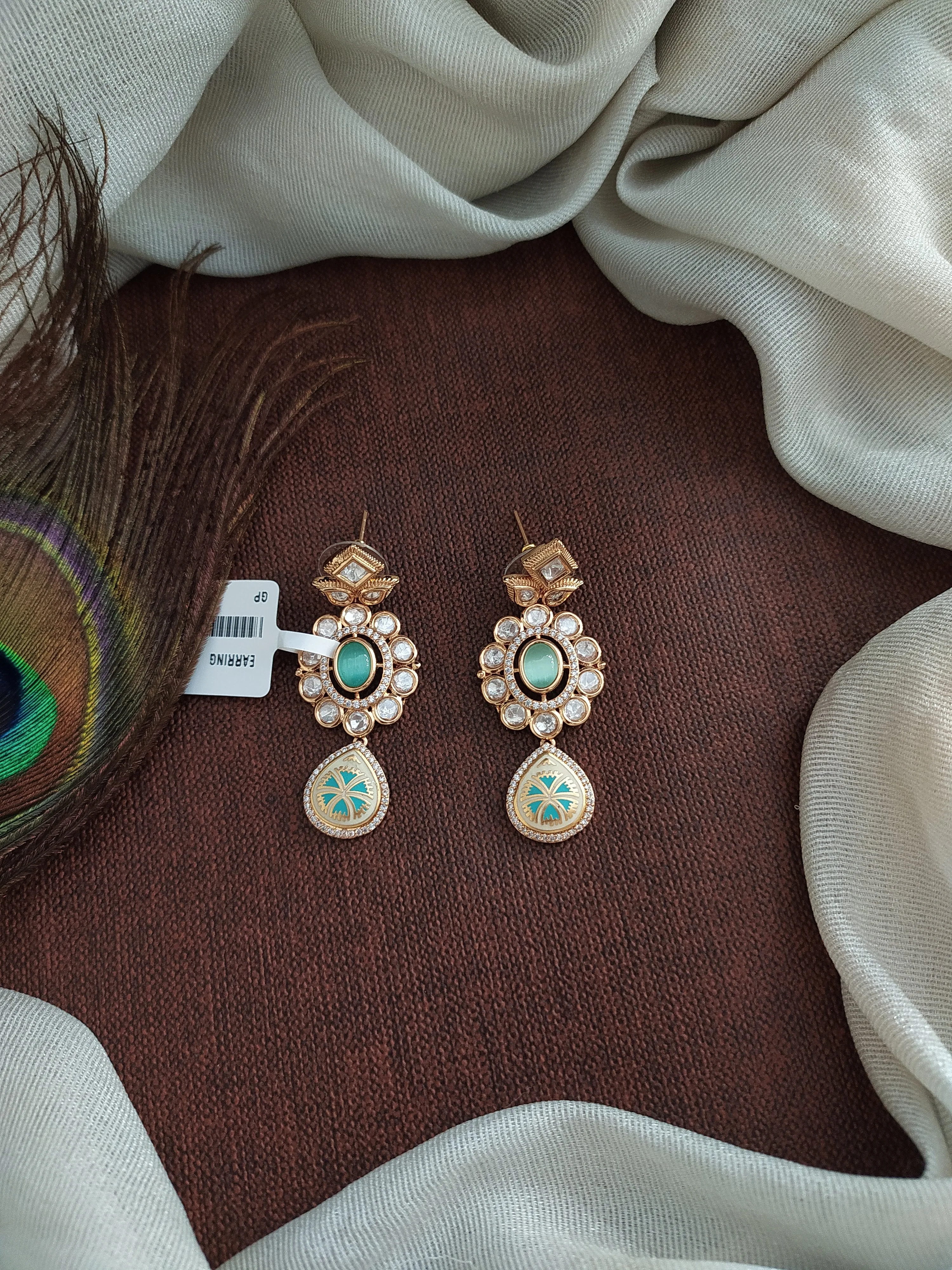 Enchanting Elegance Gold Plated Meenakari Kundan Earrings