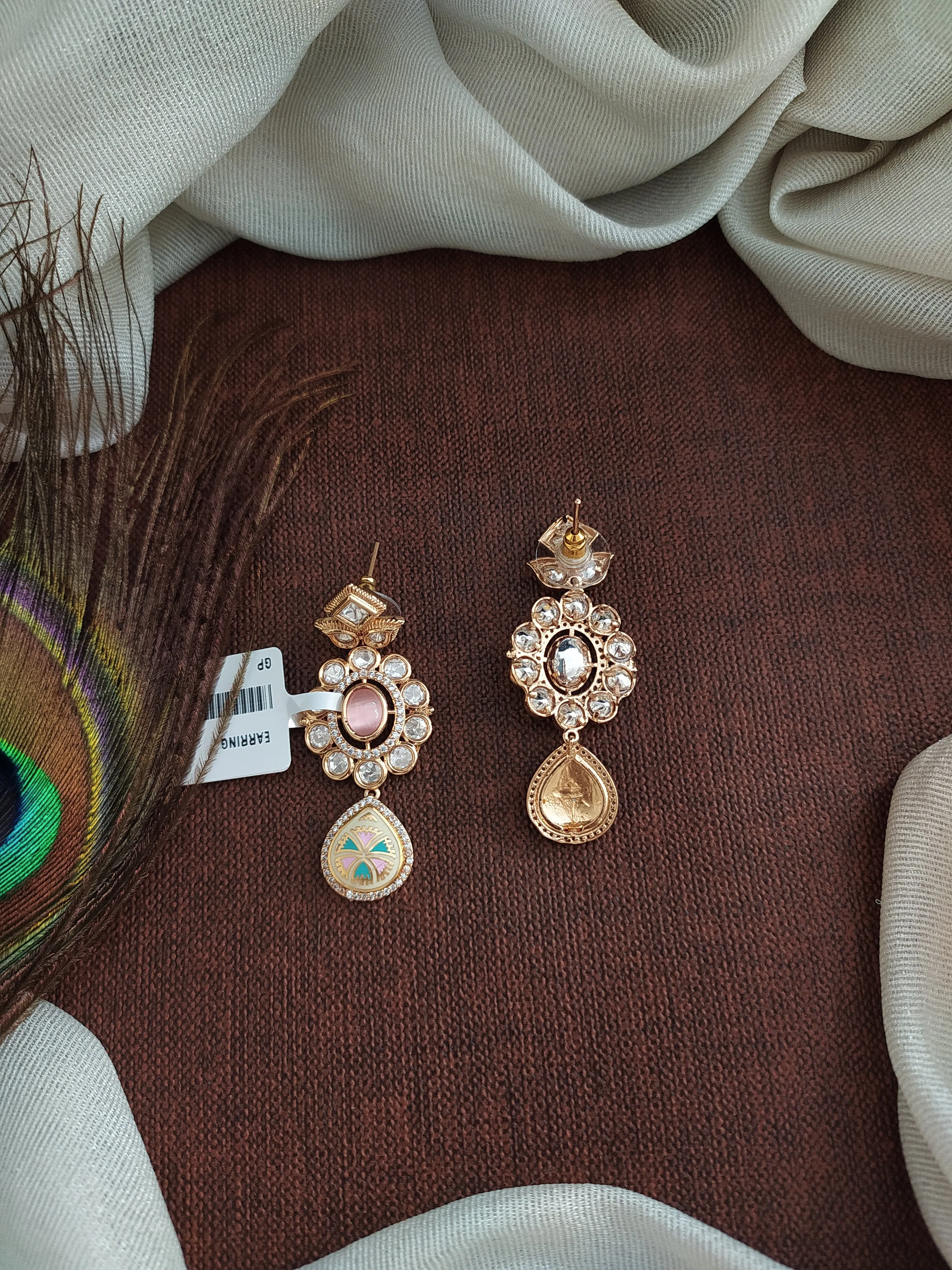 Enchanting Elegance Gold Plated Meenakari Kundan Earrings