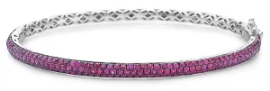 ESTATE 5.0CT AAA RUBY 18KT WHITE GOLD 3D CLASSIC MULTI ROW CUFF BANGLE BRACELET