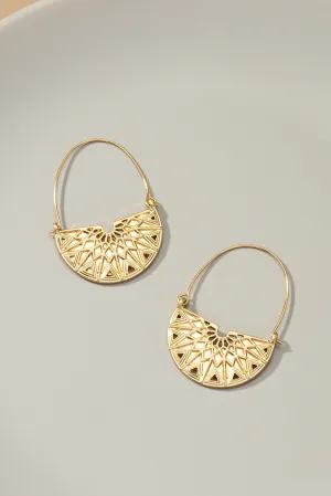 Etched Half Circle Drop Earrings