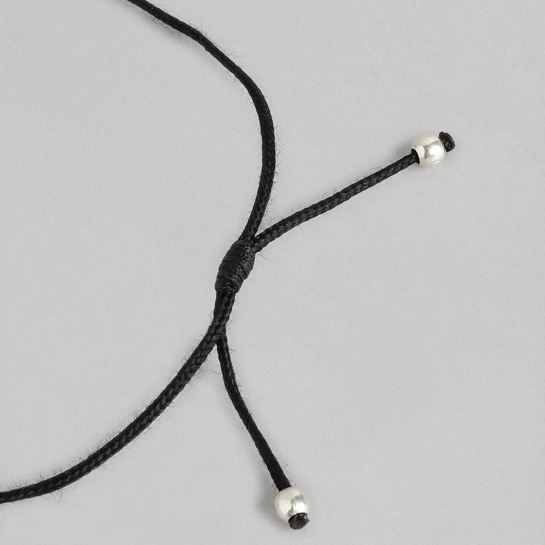 Evil Eyes Rhodium Plated 925 Sterling Silver Thread Anklet