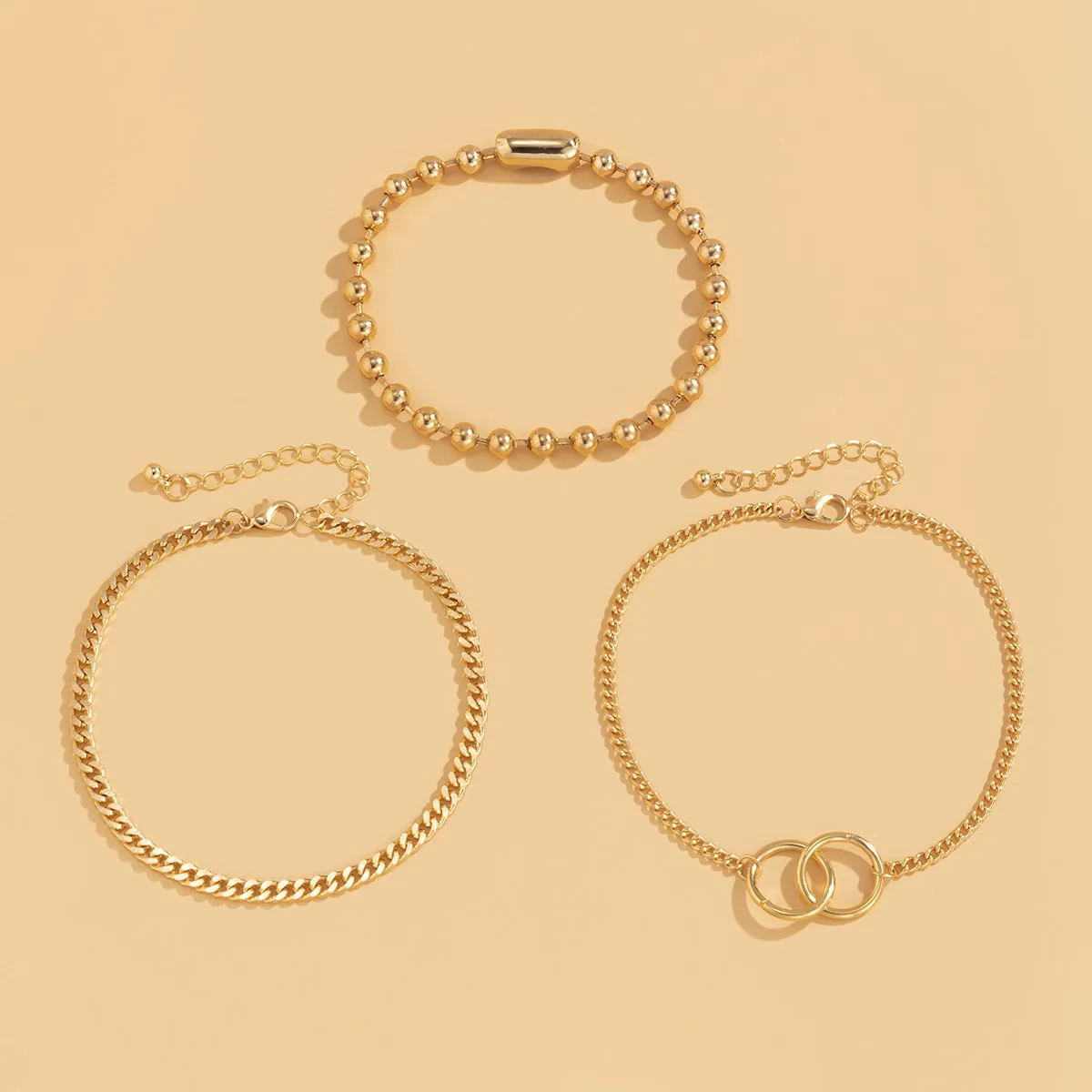 Exaggerated Trend Geometric Ring Metal Bead Suit Anklet Women