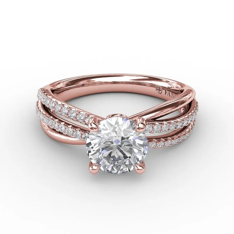 Fana Contemporary Solitaire Diamond Engagement Ring With Multi-Row Split Shank S3114