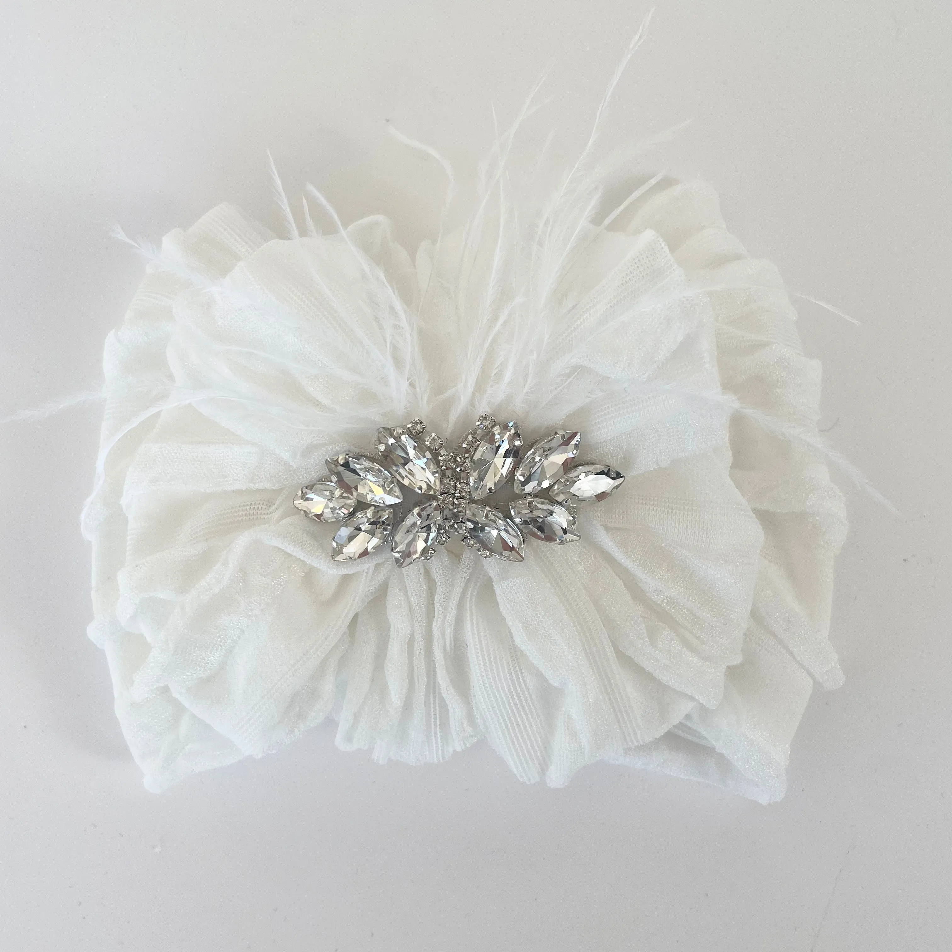Fancy Feather Ruffled Headband