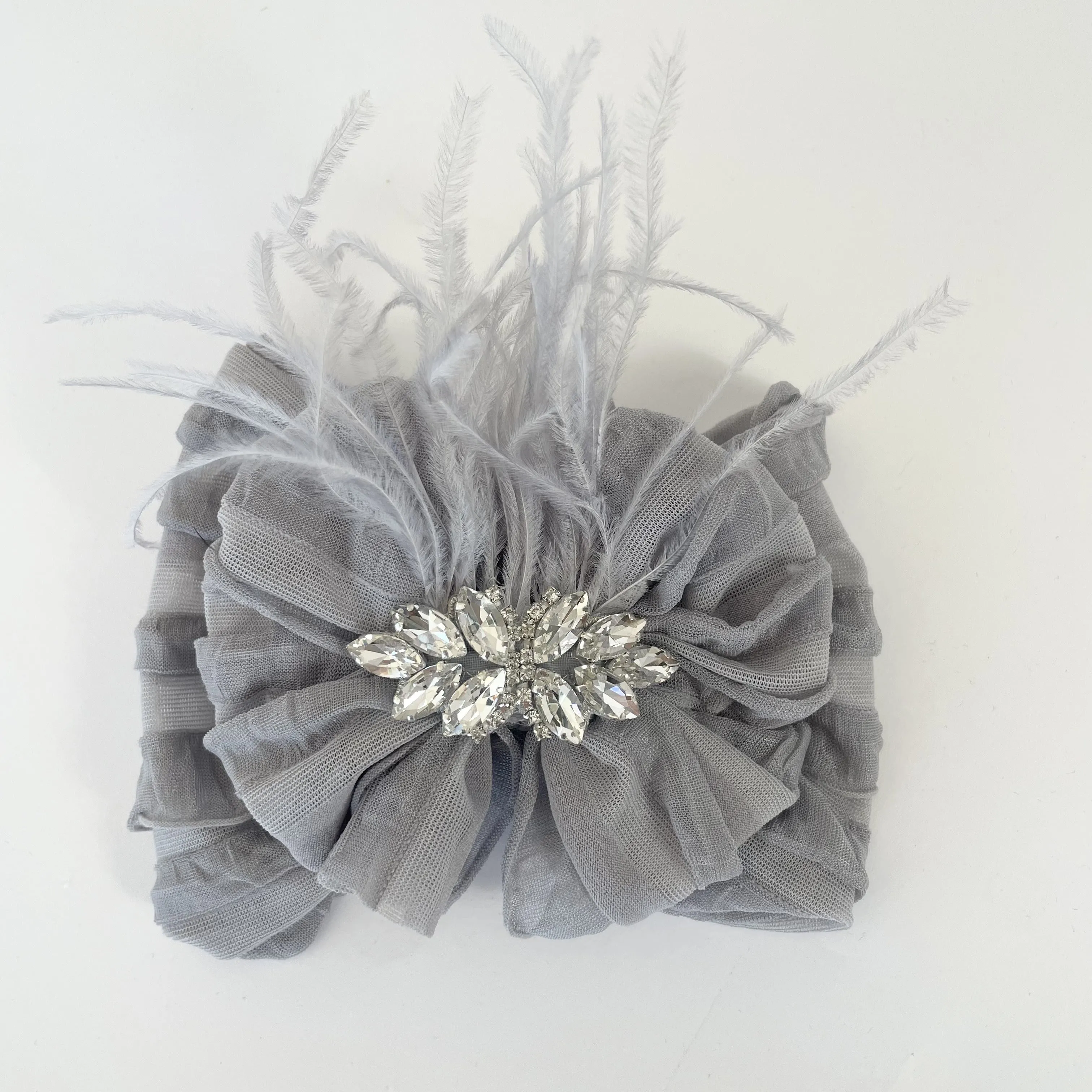 Fancy Feather Ruffled Headband