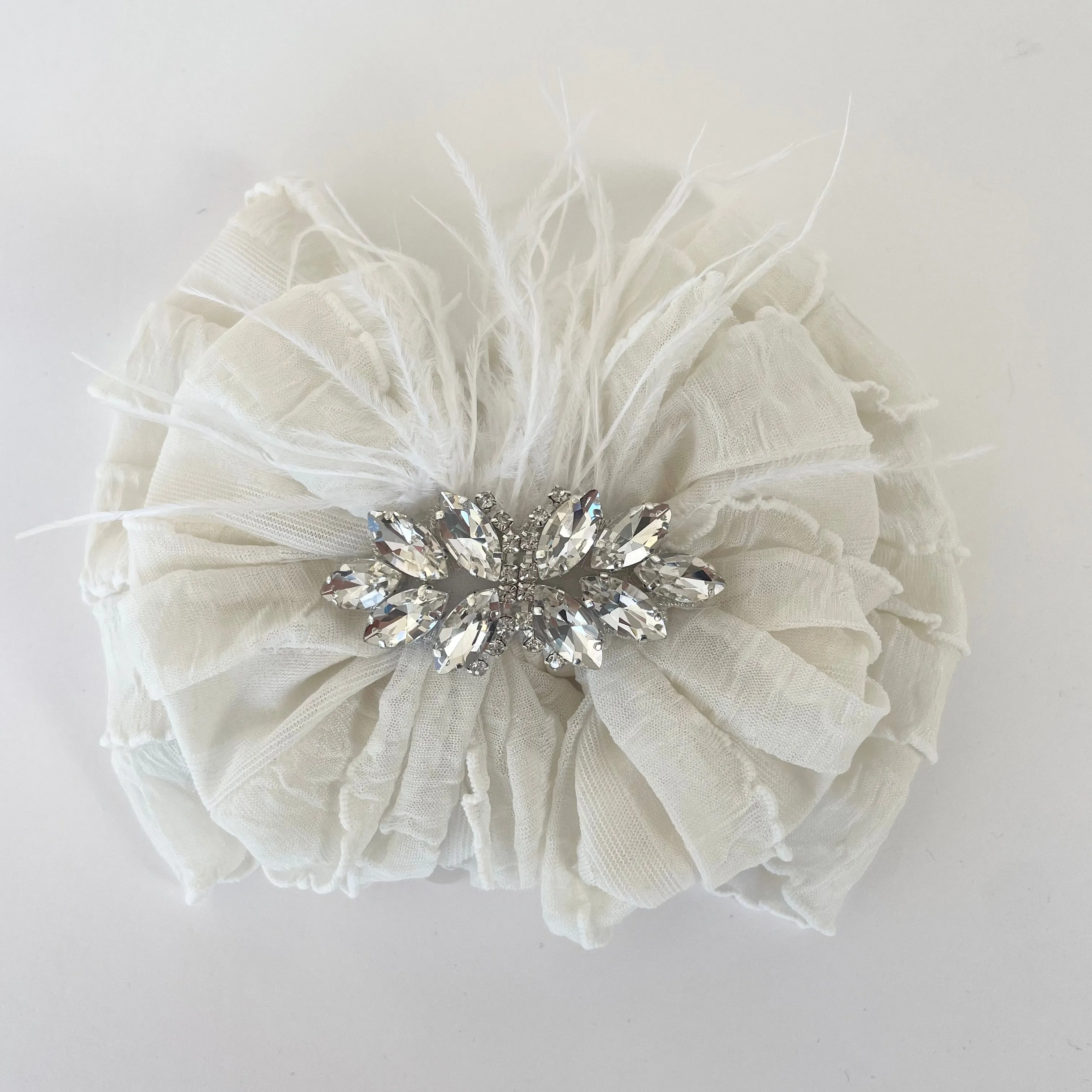 Fancy Feather Ruffled Headband