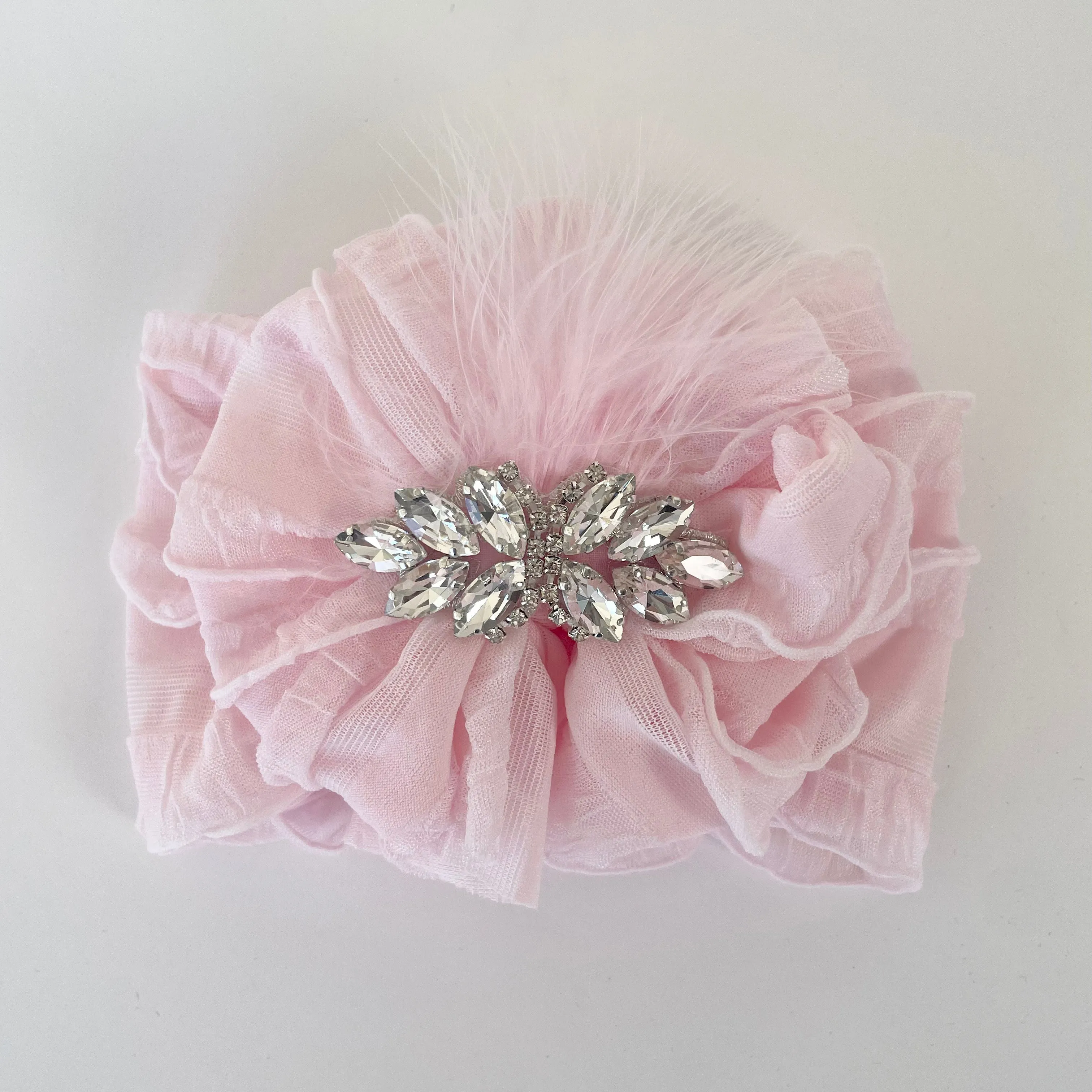 Fancy Feather Ruffled Headband